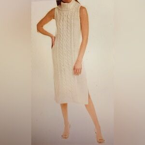 525 America Cozy Cream Cable Knit Sweater Dress